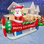 Merry Christmas Tree Arch Santa Claus Sleigh Inflatable Decoration Home Outdoor With LED Light