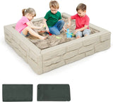47"x 47" HDPE Sand Box w/Oxford Cover Weather Resistant Outdoor