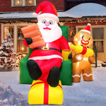 Merry Christmas Tree Arch Santa Claus Sleigh Inflatable Decoration Home Outdoor With LED Light