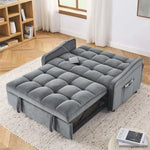 3 in 1 Sleeper Sofa Couch Bed with USB & Type C Port 52" Small Modern Convertible Tufted Velvet Loveseat