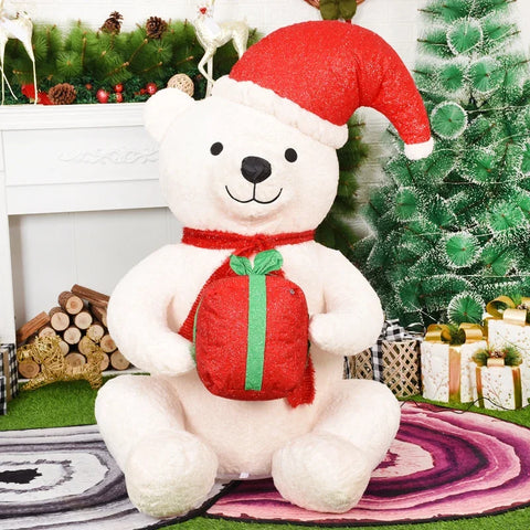 New Christmas Outdoor Decoration Inflatable Polar Cute Plush Bear Rotating LED Light