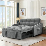 3 in 1 Sleeper Sofa Couch Bed with USB & Type C Port 52" Small Modern Convertible Tufted Velvet Loveseat