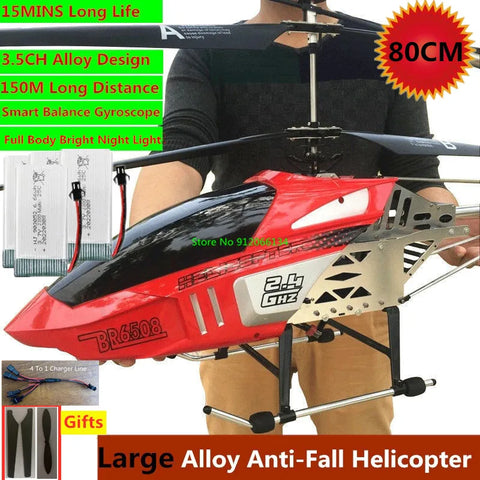 150M 80CM Large Alloy Electric RC Helicopter Drone Model Toy