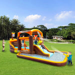 7 in1 Inflatable slide water park trampoline bouncing garden w/ splash pool&water