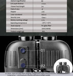 1500m Marine Binoculars for Adults 8x40 with Rangefinder and Compass