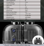 1500m Marine Binoculars for Adults 8x40 with Rangefinder and Compass