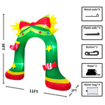 Merry Christmas Tree Arch Santa Claus Sleigh Inflatable Decoration Home Outdoor With LED Light