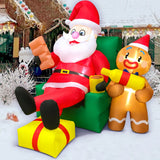 Merry Christmas Tree Arch Santa Claus Sleigh Inflatable Decoration Home Outdoor With LED Light