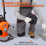 VEVOR Drain Cleaning Machine Sewer Auger Auto Feed with 4 Cutter & Air-activated Foot Switch