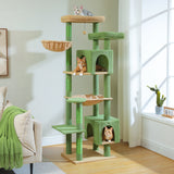 Multi-Level Cat Tree with Scratching Posts Cozy Condo Hammock Large Top Perch