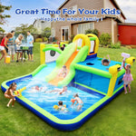 7 in1 Inflatable slide water park trampoline bouncing garden w/ splash pool&water