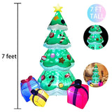 7FT/2.1M Christmas Inflatable Xmas Tree with Rotating LED Outdoor