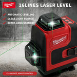 Milwaukee Original Laser Level Green 16 Lines 4D Self Leveling 360 Horizontal And Vertical