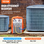 VEVOR 1HP Refrigerant Recovery Machine Dual Cylinder Portable with High Pressure