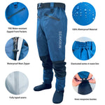 Waterproof Fishing Rain Suit Set Insulated Waist Wader and Hooded Wading Jacket