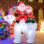 Merry Christmas Tree Arch Santa Claus Sleigh Inflatable Decoration Home Outdoor With LED Light