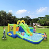 7 in1 Inflatable slide water park trampoline bouncing garden w/ splash pool&water