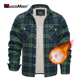 Plaid Flannel Shirt Fleece Jacket Mens Casual Cotton Jackets