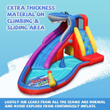 Inflatable Water Slide  Red Shark Bounce House with Slide for Wet and Dry Playground