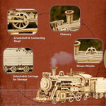3D Puzzle Movable Steam Train Car ,Jeep Assembly Toy Gift for Children