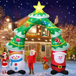 Merry Christmas Tree Arch Santa Claus Sleigh Inflatable Decoration Home Outdoor With LED Light