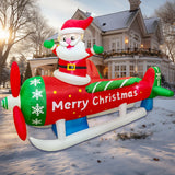 Merry Christmas Tree Arch Santa Claus Sleigh Inflatable Decoration Home Outdoor With LED Light