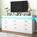 Modern Dresser 9 Drawer with LED Light Wide Drawer Organizer Cabinet for Bedroom Living Room