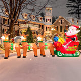 Merry Christmas Tree Arch Santa Claus Sleigh Inflatable Decoration Home Outdoor With LED Light