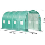 VEVOR Walk-in Tunnel Greenhouse Galvanized Frame & Waterproof Cover 15x7x7/10x7x7/20x10x7/12x7x7 ft Greenhouse