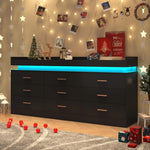 Modern Dresser 9 Drawer with LED Light Wide Drawer Organizer Cabinet for Bedroom Living Room