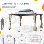 10'x13' Hardtop Gazebo Outdoor Polycarbonate Double Roof Canopy