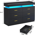 Modern Dresser 9 Drawer with LED Light Wide Drawer Organizer Cabinet for Bedroom Living Room