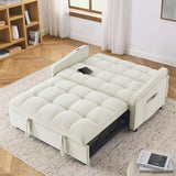 3 in 1 Sleeper Sofa Couch Bed with USB & Type C Port 52" Small Modern Convertible Tufted Velvet Loveseat