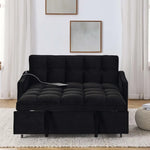 3 in 1 Sleeper Sofa Couch Bed with USB & Type C Port 52" Small Modern Convertible Tufted Velvet Loveseat