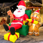 Merry Christmas Tree Arch Santa Claus Sleigh Inflatable Decoration Home Outdoor With LED Light