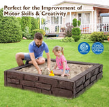 47"x 47" HDPE Sand Box w/Oxford Cover Weather Resistant Outdoor