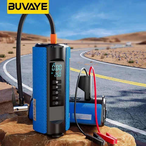 BUVAYE Portable Tire Inflator Car Emergency Power Outdoor Multifunctional Jump Starter