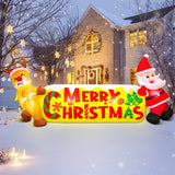 Merry Christmas Tree Arch Santa Claus Sleigh Inflatable Decoration Home Outdoor With LED Light