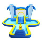 7 in1 Inflatable slide water park trampoline bouncing garden w/ splash pool&water