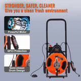 VEVOR Drain Cleaning Machine Sewer Auger Auto Feed with 4 Cutter & Air-activated Foot Switch