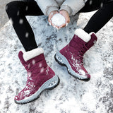 Moipheng Women Boots Winter Keep Warm Quality Mid-Calf Snow Boots Ladies