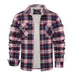 Plaid Flannel Shirt Fleece Jacket Mens Casual Cotton Jackets