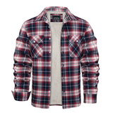 Plaid Flannel Shirt Fleece Jacket Mens Casual Cotton Jackets