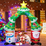 Merry Christmas Tree Arch Santa Claus Sleigh Inflatable Decoration Home Outdoor With LED Light