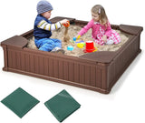 47"x 47" HDPE Sand Box w/Oxford Cover Weather Resistant Outdoor