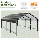 12X20 FT Carport, Heavy Duty Carport Canopy with Galvanized Steel Roof and Frame