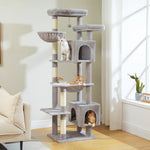 Multi-Level Cat Tree with Scratching Posts Cozy Condo Hammock Large Top Perch