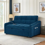 3 in 1 Sleeper Sofa Couch Bed with USB & Type C Port 52" Small Modern Convertible Tufted Velvet Loveseat