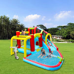 7 in1 Inflatable slide water park trampoline bouncing garden w/ splash pool&water