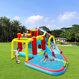 7 in1 Inflatable slide water park trampoline bouncing garden w/ splash pool&water